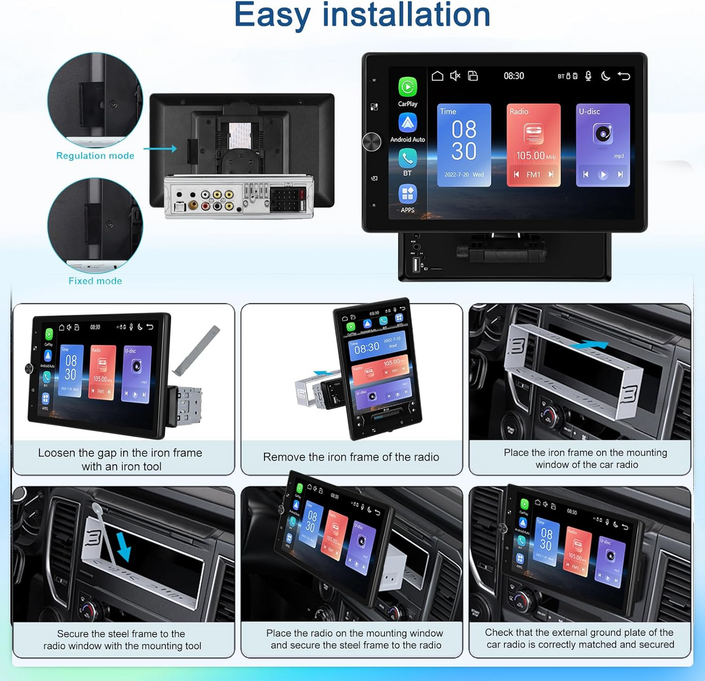 Hot Sale-10.4 Inch Single Din Car Stereo